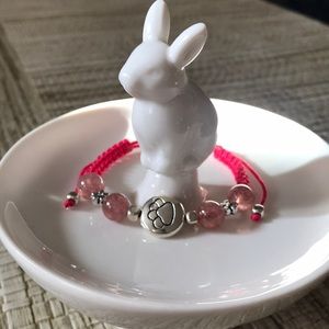 Natural Berry Crystal With Metal Beads Bracelet